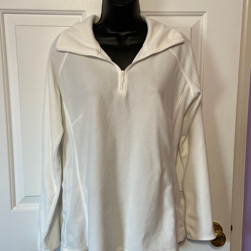 Columbia White Fleece 3/4 zip jacket